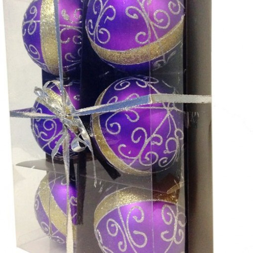 Набор шаров Фаберже - 10 см.,  цвет - фиолетовый,  количество 6 шт. (521879) в Благовещенске