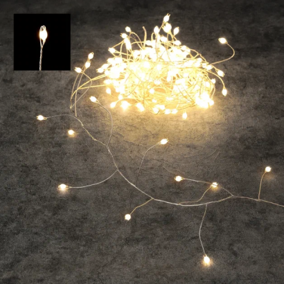 Гирлянда Капли 400 теплых макро ламп, 1500 см., 8 режимов, серебряный провод, Christmas De Luxe (87652)
