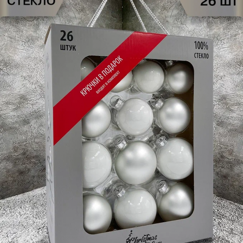 Набор стеклянных шаров Утренняя поземка 26 шт., Christmas DeLuxe (86454)