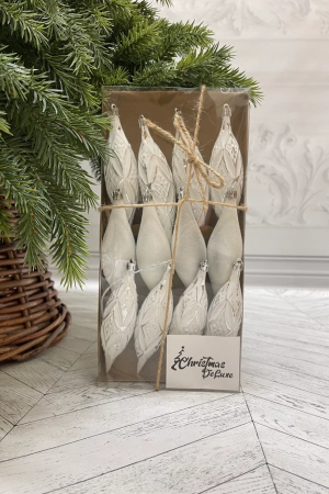 Набор винтажных сосулек  Саламандра 15 см., белый,  пластик, 12 шт., Christmas DeLuxe (89291)