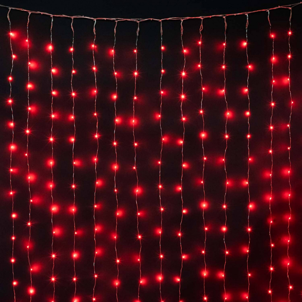 Светодиодный занавес Роса 1.6*1.6 м., 256 красных LED ламп, прозрачный провод, Beauty Led (Curtain 256-10-R) в Белгороде