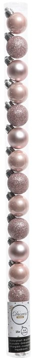 Набор пластиковых шаров Мерцание 30 мм, нежно-розовый, 15 шт, Kaemingk (021678)