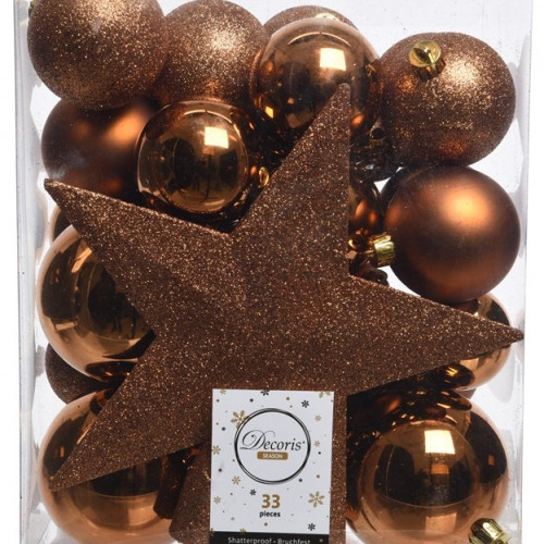 Набор елочных украшений Звездный наряд, 33 предмета, медный, Kaemingk (023421)