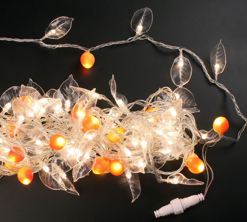 Светодиодная гирлянда декор-флора 10 м., 220V, 100 теплых белых LED ламп, прозрачный ПВХ провод, Rich LED (RL-S1T10C-T/WW)