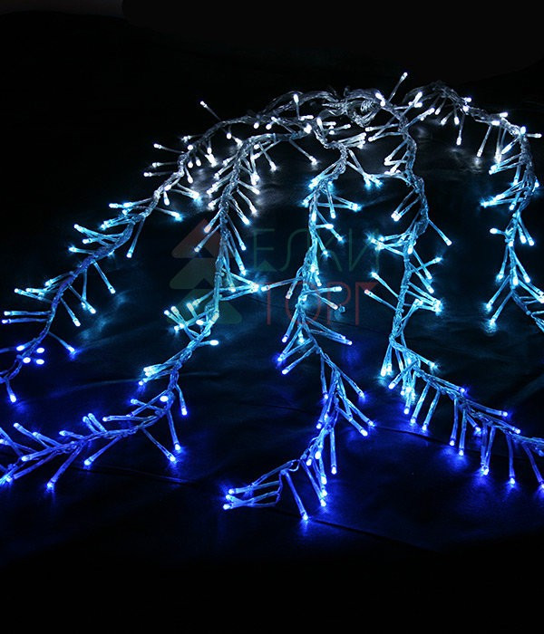 Светодиодная бахрома с эффектом бегущий огонь 2*1м., 24V, 320 LED ламп бело - синего цвета, прозрачный провод, Beauty Led (ESI320-SH10-1WB)