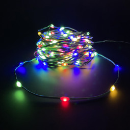 Светодиодная нить Капли 200 разноцветных ламп, 15 м., 31В, 8 режимов, таймер, зеленый провод, LUCA (85450)