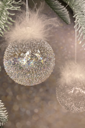 Набор стеклянных шаров Ледяной дождь 70 мм., 18 шт., белый, Christmas DeLuxe (86797)