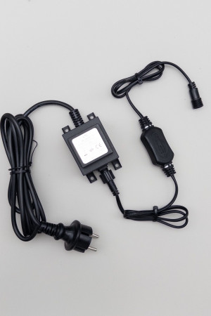  Трансформатор 30W с выпрямителем 24В., до 600 LED, провод черный Каучук, IP65, LTC (PTR30-3A) 