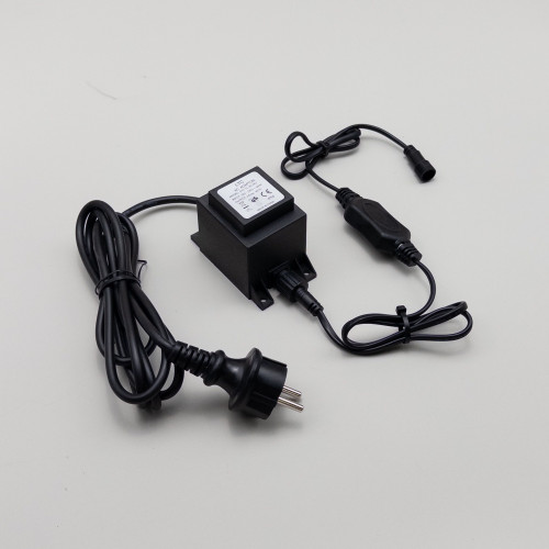  Трансформатор 30W с выпрямителем 24В., до 600 LED, провод черный Каучук, IP65, LTC (PTR30-3A) 