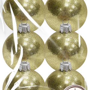 Набор пластиковых шаров Искристый, 85 мм., 6шт., золотой, ПромЕлка (НШИПЛ-85Gold)