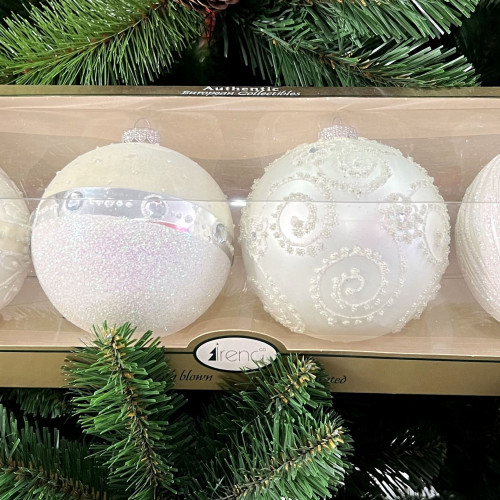 Набор стеклянных шаров Белая Коллекция, 4 шт., белый, Irena CO (91303)