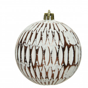 Набор пластиковых шаров Дамский каприз 80 мм., белый патина, Kaemingk (029292)