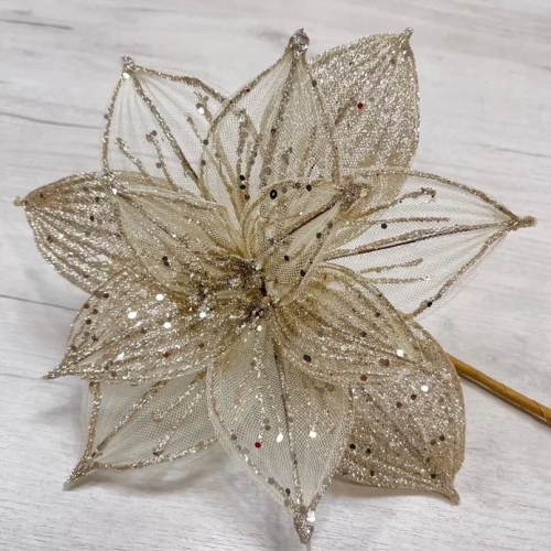 Ветвь Пуансеттия шампань 52х25 см., Christmas DeLuxe (87468)