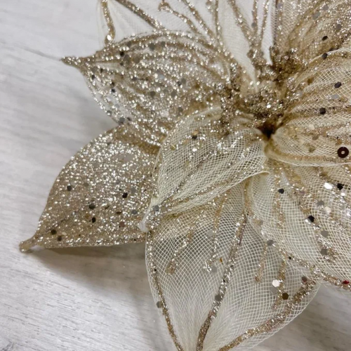 Ветвь Пуансеттия шампань 52х25 см., Christmas DeLuxe (87468)