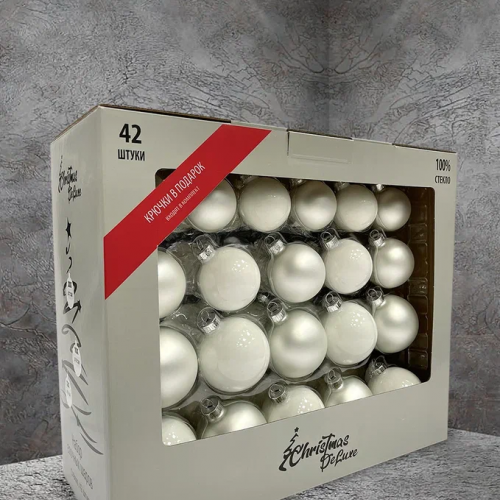 Набор стеклянных шаров Утренняя поземка 42 шт., Christmas DeLuxe (89580) 
