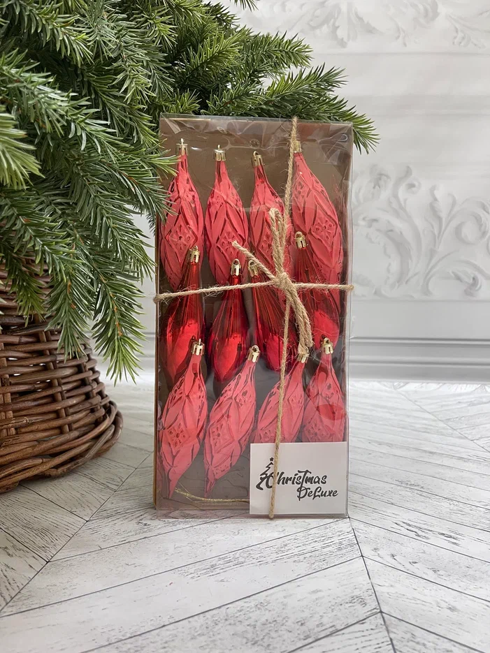 Набор винтажных сосулек  Саламандра 15 см., красный,  пластик, 12 шт., Christmas DeLuxe (89290)