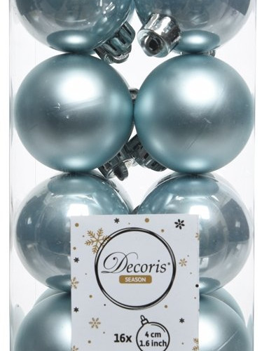 Набор пластиковых шаров Милена 40 мм, голубой туман, 16 шт, Kaemingk (021730)