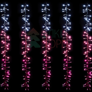 Светодиодная бахрома с эффектом бегущий огонь 2*1м., 24V, 320 LED ламп бело - розового цвета, прозрачный провод, Beauty Led (ESI320-SH10-1WP)