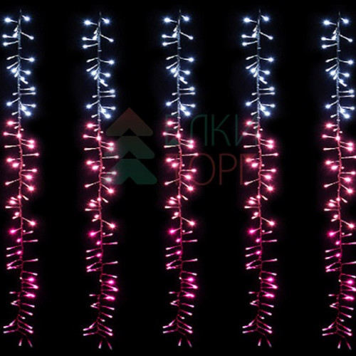Светодиодная бахрома с эффектом бегущий огонь 2*1м., 24V, 320 LED ламп бело - розового цвета, прозрачный провод, Beauty Led (ESI320-SH10-1WP)