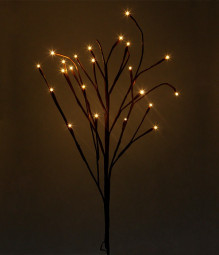 Светодиодная флористика Ветка светодиодная 59 см., 3*АА батарейки, 24 теплых белых  LED ламп, Beauty Led (B247L-D024К-37)