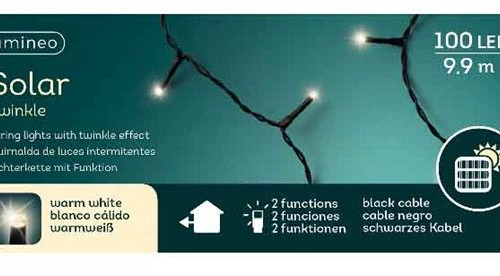 Светодиодная гирлянда на солнечной батарее 9.9 м., 100 теплых белых LED ламп, Kaemingk (494457)