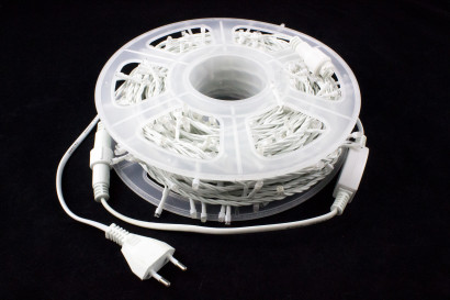 Светодиодная нить с мерцающим диодом 40 м., 220V, 400 холодных белых LED ламп, белый провод ПВХ, соединяемая, Winner Light (w.01.6w.400+)