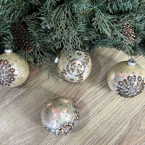 Набор стеклянных шаров Драгоценная Россыпь , 4 шт., бежевый, Irena CO (91302)