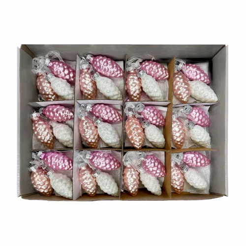 Набор стеклянных украшений Гроздь Шишек, 3 шт., 6 см., лилово-розовый, Christmas DeLuxe (89873) в Санкт-Петербурге