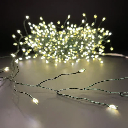 Гирлянда Капли 400 теплых белых макро ламп, 1000 см., 8 режимов, зеленый провод, Christmas De Luxe (87446)
