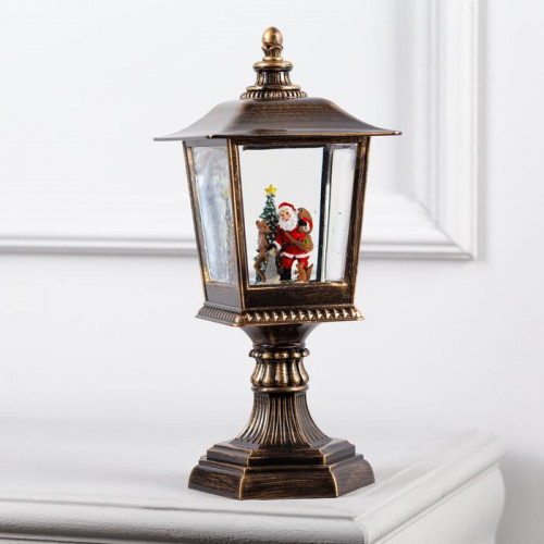 Светодиодный фонарь Дед Мороз в лесу 13×30×13 см., пластик, батарейки ААх3, Luazon Lighting (6915121)