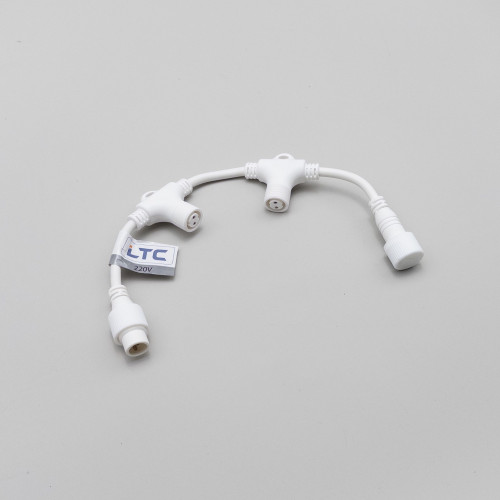 Разветвитель 2-х Лучевой для бахромы, занавесов и нитей 220В., без возможности управления, провод белый Каучук, IP65, LTC (LLR2-8)