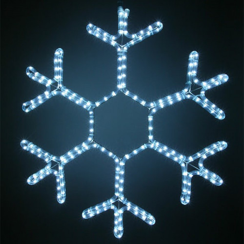 Светодиодная фигура Снежинка 50 см., 220V, 144 холодных белых LED ламп, прозрачный дюралайт, BEAUTY 