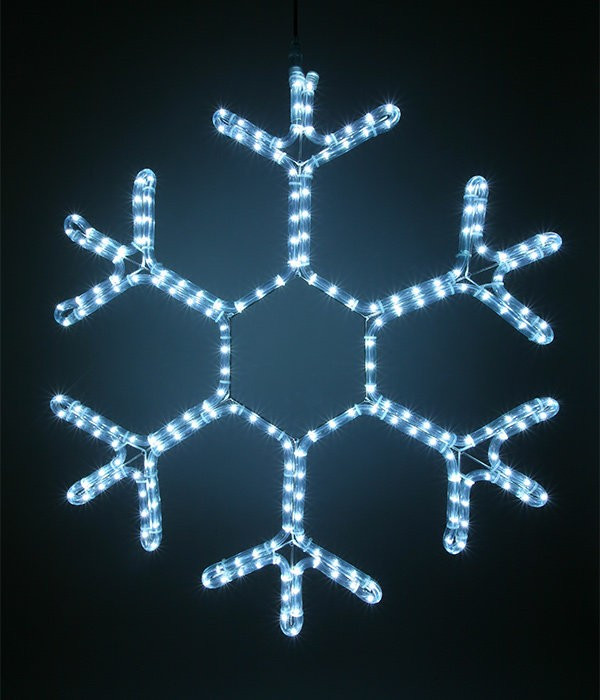 Светодиодная фигура Снежинка 50 см., 220V, 144 холодных белых LED ламп, прозрачный дюралайт, BEAUTY  в Белгороде