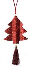 Подвеска на елку Рождественская Ель 8*19 см, красный, Kaemingk  (385526/6)