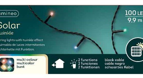 Светодиодная гирлянда на солнечной батарее 9.9 м., 100 разноцветных LED ламп, Kaemingk (494459)