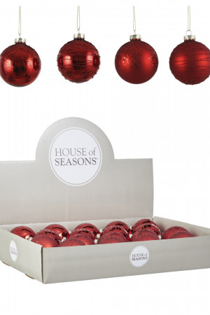 Набор стеклянных шаров Грааль 70 мм., 18 шт., красный, Christmas DeLuxe (86791)