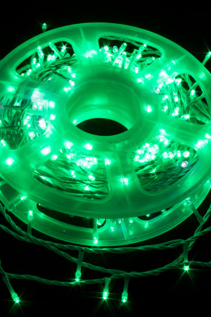 Светодиодная нить с мерцающим диодом 40 м., 220V, 400 зеленых LED ламп, белый провод ПВХ, соединяемая, Winner Light (G.01.6w.400+)
