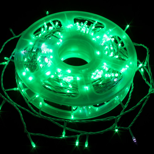 Светодиодная нить с мерцающим диодом 40 м., 220V, 400 зеленых LED ламп, белый провод ПВХ, соединяемая, Winner Light (G.01.6w.400+)