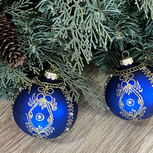 Набор стеклянных шаров Венецианский, 2 шт., синий, Irena CO (91103)