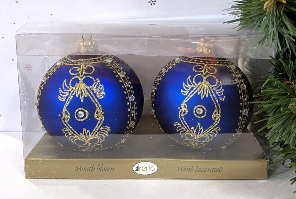 Набор стеклянных шаров Венецианский, 2 шт., синий, Irena CO (91103)