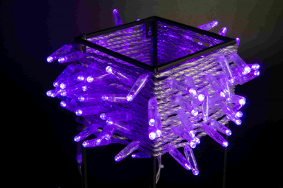 Светодиодная нить 100 фиолетовых LED ламп, 10 м., 24В, статика, прозрачный провод ПВХ, Teamprof (TPF-S10C-24V-CT/V)