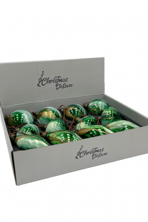 Набор стеклянных украшений Акварель зеленая 80 мм., 12 шт., ChristmasDe Luxe (87196)