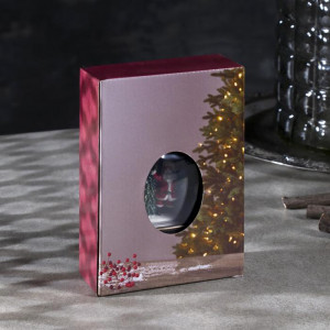 Светодиодный фонарь Дед Мороз и ёлка 9×13×3.5 см., пластик, батарейки, Luazon Lighting (7599713)