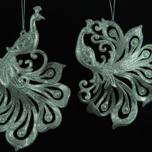 Украшение&quot;Павлин&quot; цвет серебро,2 вида,цена за 1 шт.от 12 до 13 см. (150729)