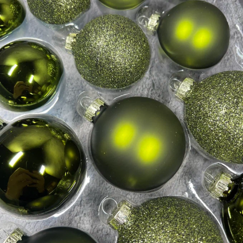 Набор стеклянных шаров Зеленый Микс 26 шт., Christmas DeLuxe (86775)