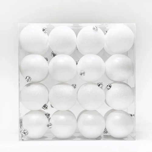 Набор пластиковых шаров Онтарио 80 мм., белый, 32 шт., Christmas DeLuxe (89811)