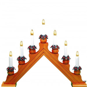Рождественская горка-светильник Karin, 7 теплых белый свечей, темно-коричневое дерево, высота 35 см., Svetlitsa (16-276-06)