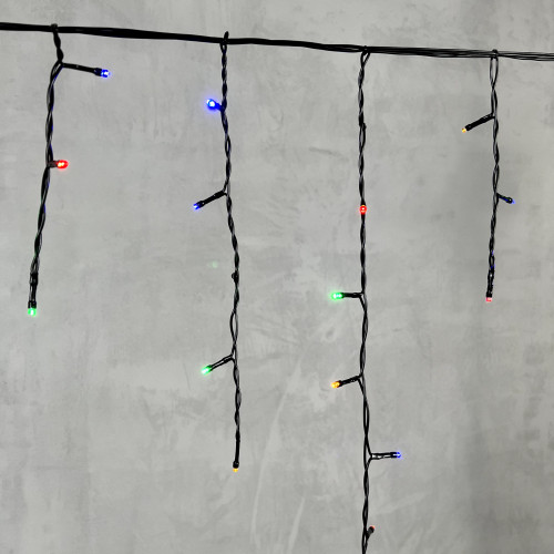 Светодиодная бахрома 3,1*0,5 м., 150 разноцветных LED ламп, 220В., черный провод ПВХ, LTC (PIL150-11-2M) в Санкт-Петербурге