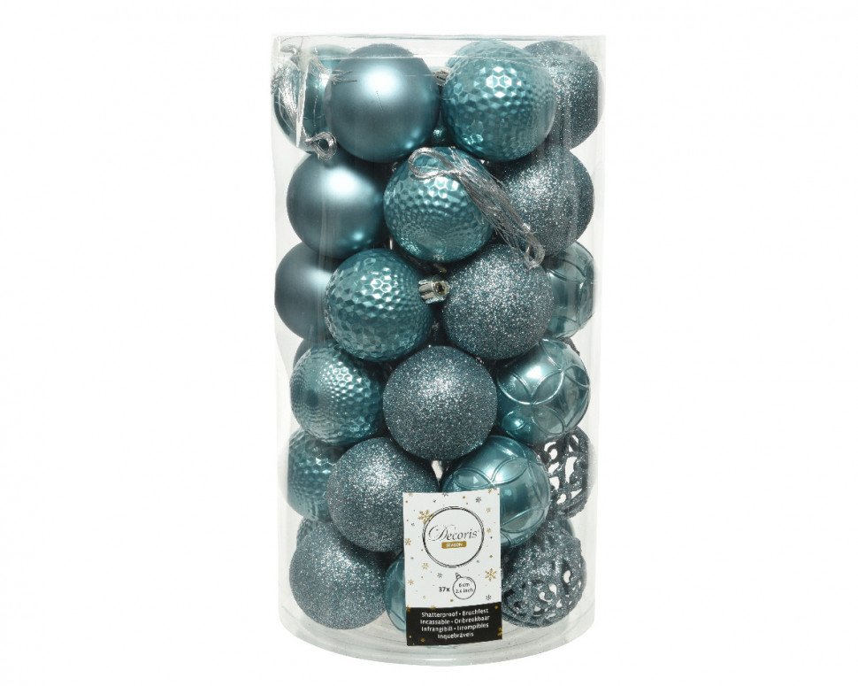 Набор пластиковых шаров Королевский 60 мм., голубой рассвет, 37 шт., Kaemingk (020898) в Казани