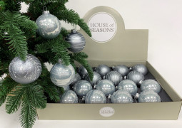 Набор стеклянных шаров Новогодняя поземка 70 мм., 18 шт., нежно-голубой, House of Seasons (84016)